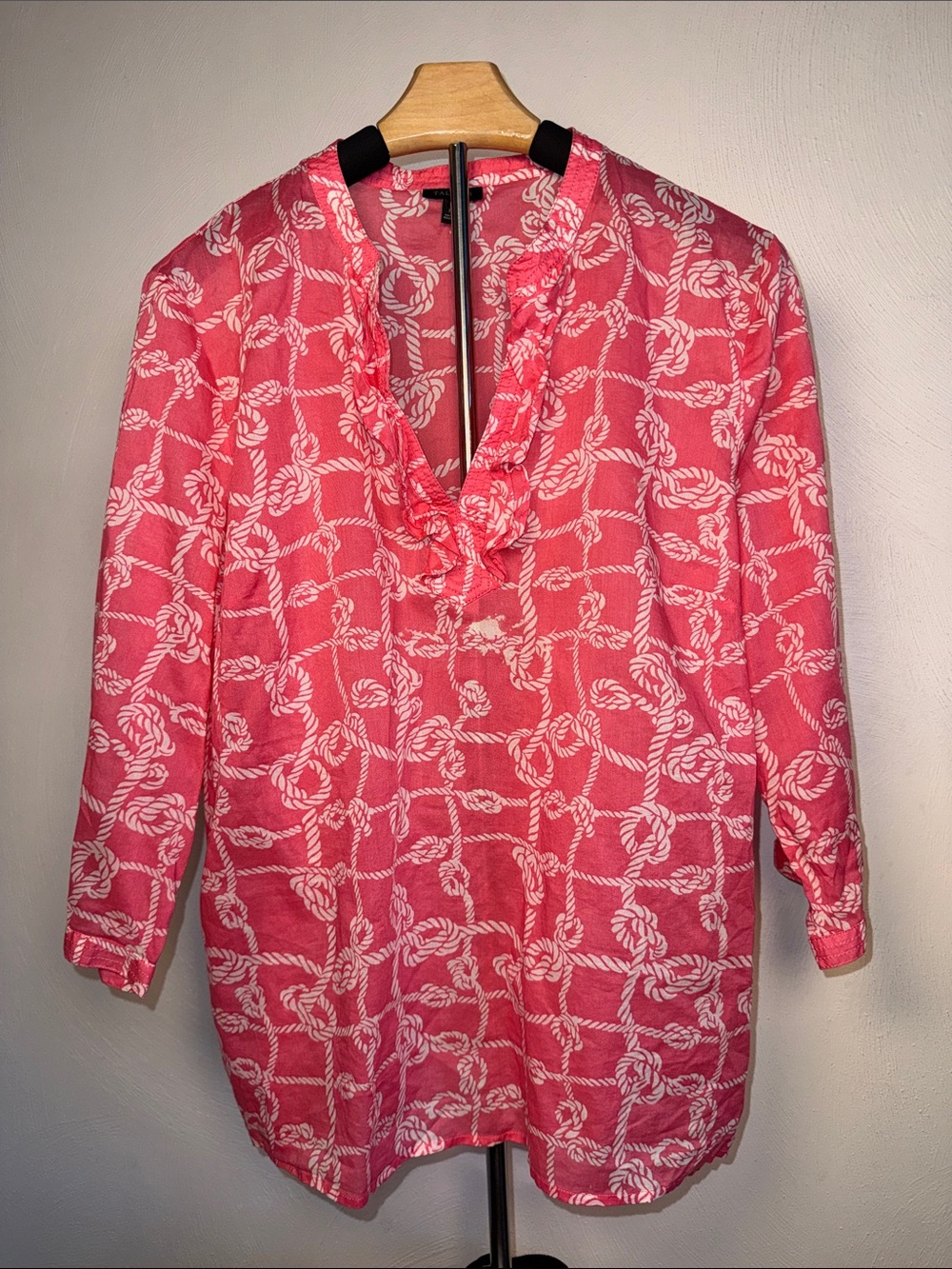 Talbots Pink Rope-Print V-Neck Tunic